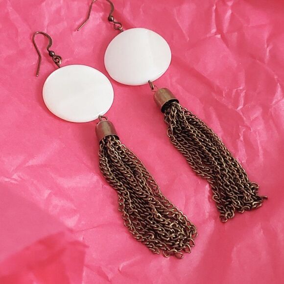 Chain fringe earrings - Handmade (NEW) - Picture 2 of 3